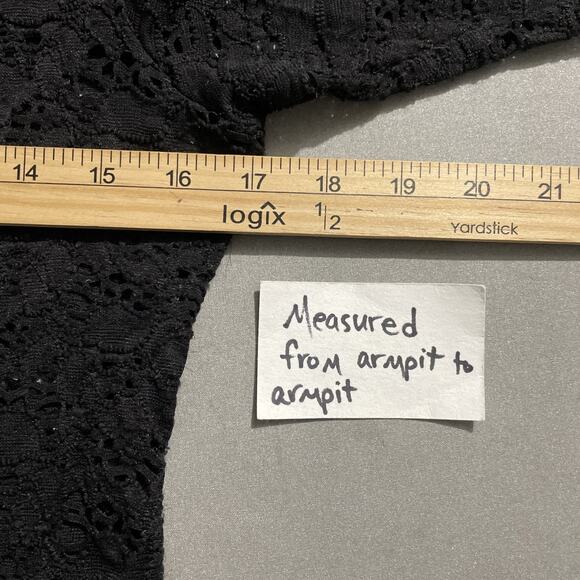 Maurices Lace Top Size M Sheer Black Stretch Whimsigoth Witchy Dark Romantic Y2K - Picture 5 of 7